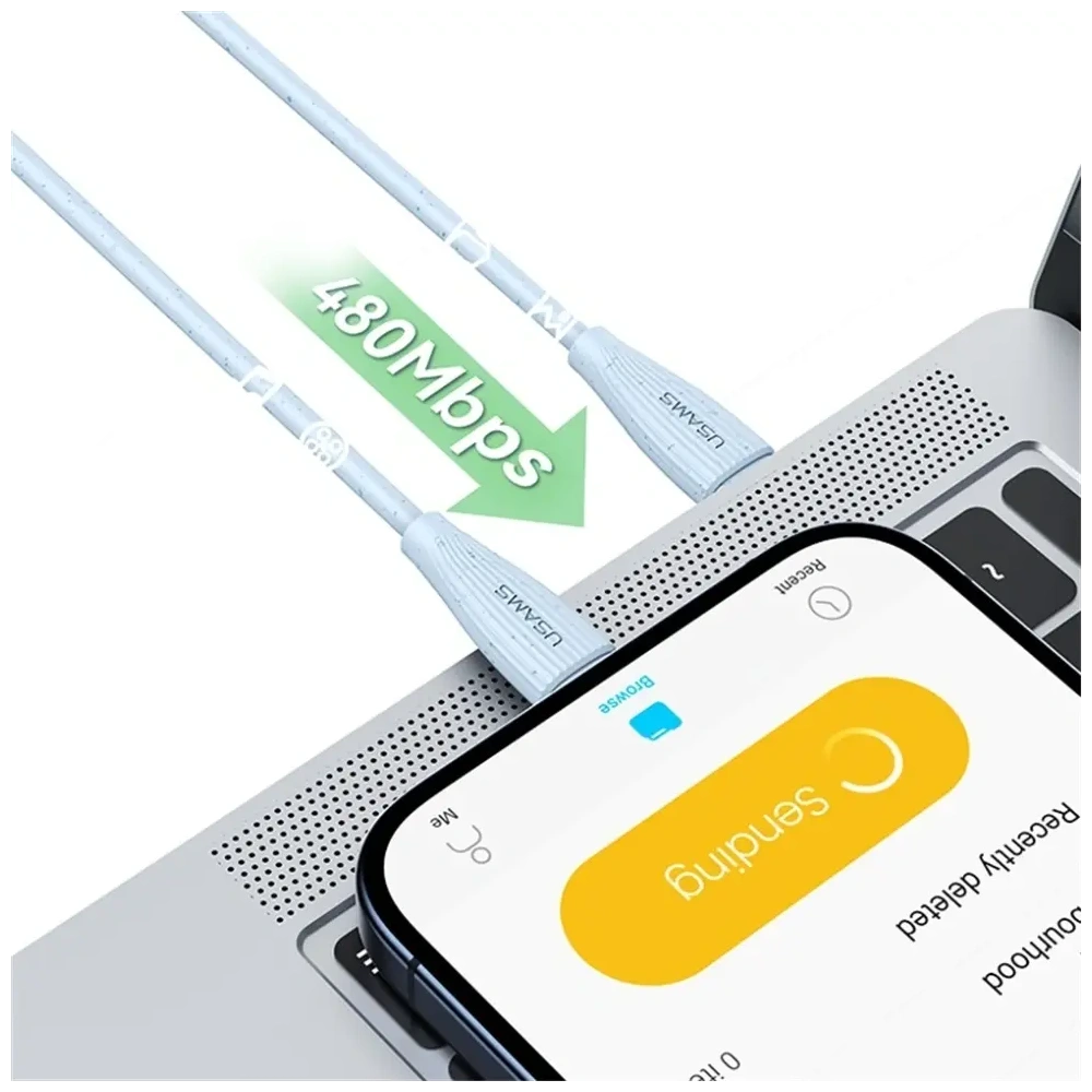 Kabel USB-C / USB-C USAMS Green Series SJ716 60W 1m biały