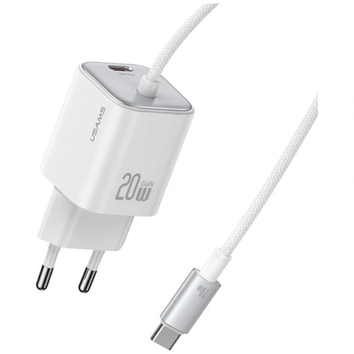 Ładowarka sieciowa USAMS JC Series CC261 20W GaN Mini Fast Charger 2xUSB-C biały