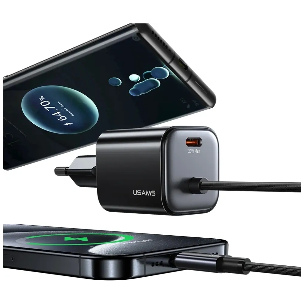 Hurtownia GSM - Încărcător rapid mini USAMS JC Series CC261 20W GaN 2xUSB-C alb - USA1270 - {ean13} - Hurt