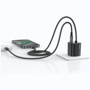 Hurtownia GSM - Încărcător rapid mini USAMS JC Series CC261 20W GaN 2xUSB-C negru - USA1271 - {ean13} - Hurt