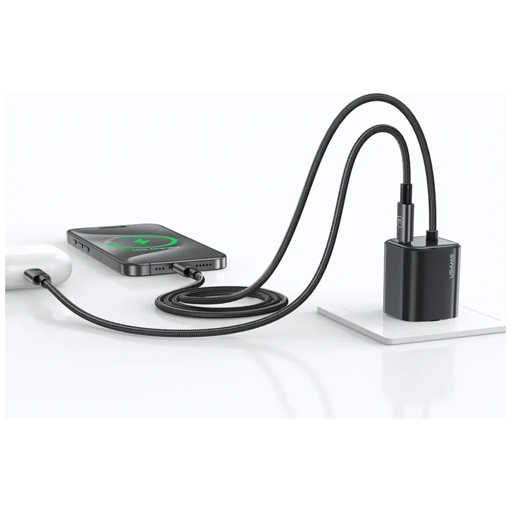 Hurtownia GSM - USAMS JC Sorozat CC261 20W GaN Mini Gyors Töltő 2xUSB-C fekete - USA1271 - {ean13} - Hurt