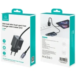Hurtownia GSM - Încărcător rapid mini USAMS JC Series CC261 20W GaN 2xUSB-C negru - USA1271 - {ean13} - Hurt