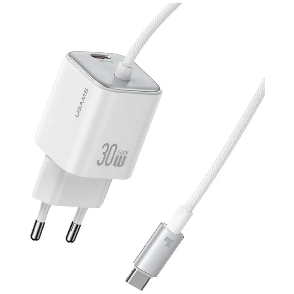 Wholesale USAMS JC Series CC264 30W GaN Mini Fast Charge 2xUSB-C White Wall Charger - USA1272 - {ean13} - Hurt