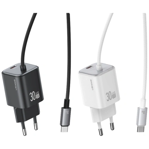 Ładowarka sieciowa USAMS JC Series CC264 30W GaN Mini Fast Charge 2xUSB-C biały
