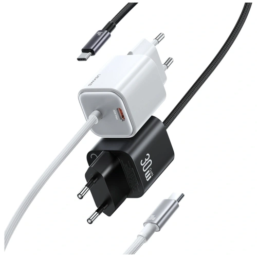 Ładowarka sieciowa USAMS JC Series CC264 30W GaN Mini Fast Charge 2xUSB-C biały