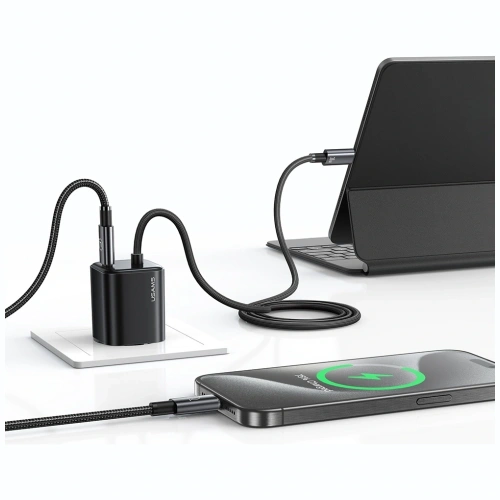 Ładowarka sieciowa USAMS JC Series CC264 30W GaN Mini Fast Charge 2xUSB-C biały