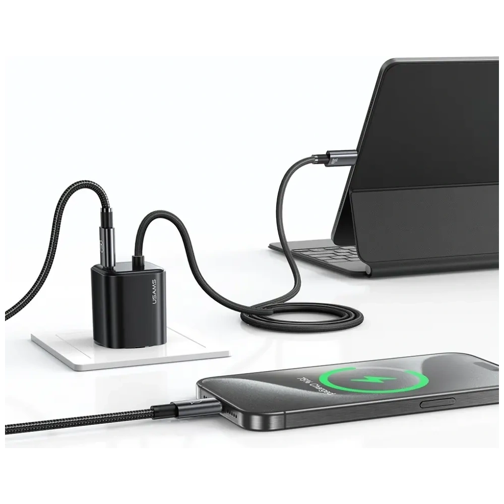 Wholesale USAMS JC Series CC264 30W GaN Mini Fast Charge 2xUSB-C White Wall Charger - USA1272 - {ean13} - Hurt