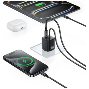 Hurtownia GSM - Încărcător de perete USAMS JC Series CC264 30W GaN Mini Fast Charge 2xUSB-C Alb - USA1272 - {ean13} - Hurt