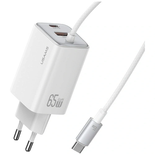 Ładowarka sieciowa USAMS JC Series CC266 65W GaN Fast Charger USB-A, 2xUSB-C biały