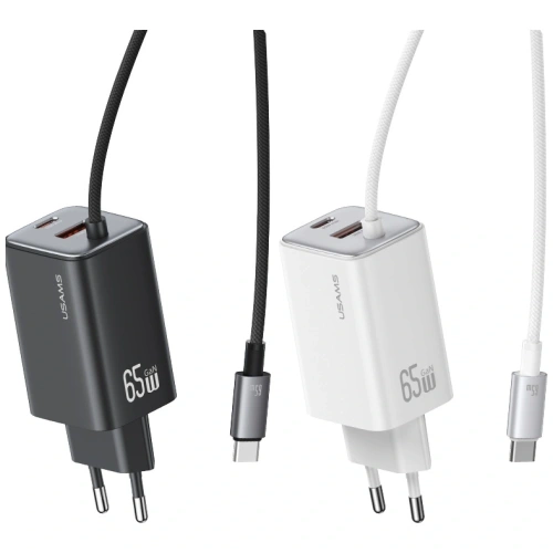 Ładowarka sieciowa USAMS JC Series CC266 65W GaN Fast Charger USB-A, 2xUSB-C biały