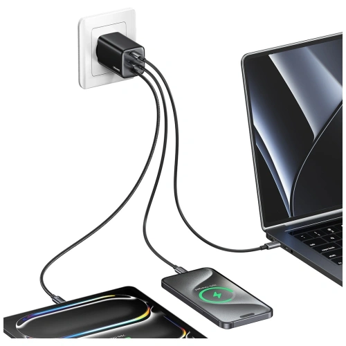 Ładowarka sieciowa USAMS JC Series CC266 65W GaN Fast Charger USB-A, 2xUSB-C biały