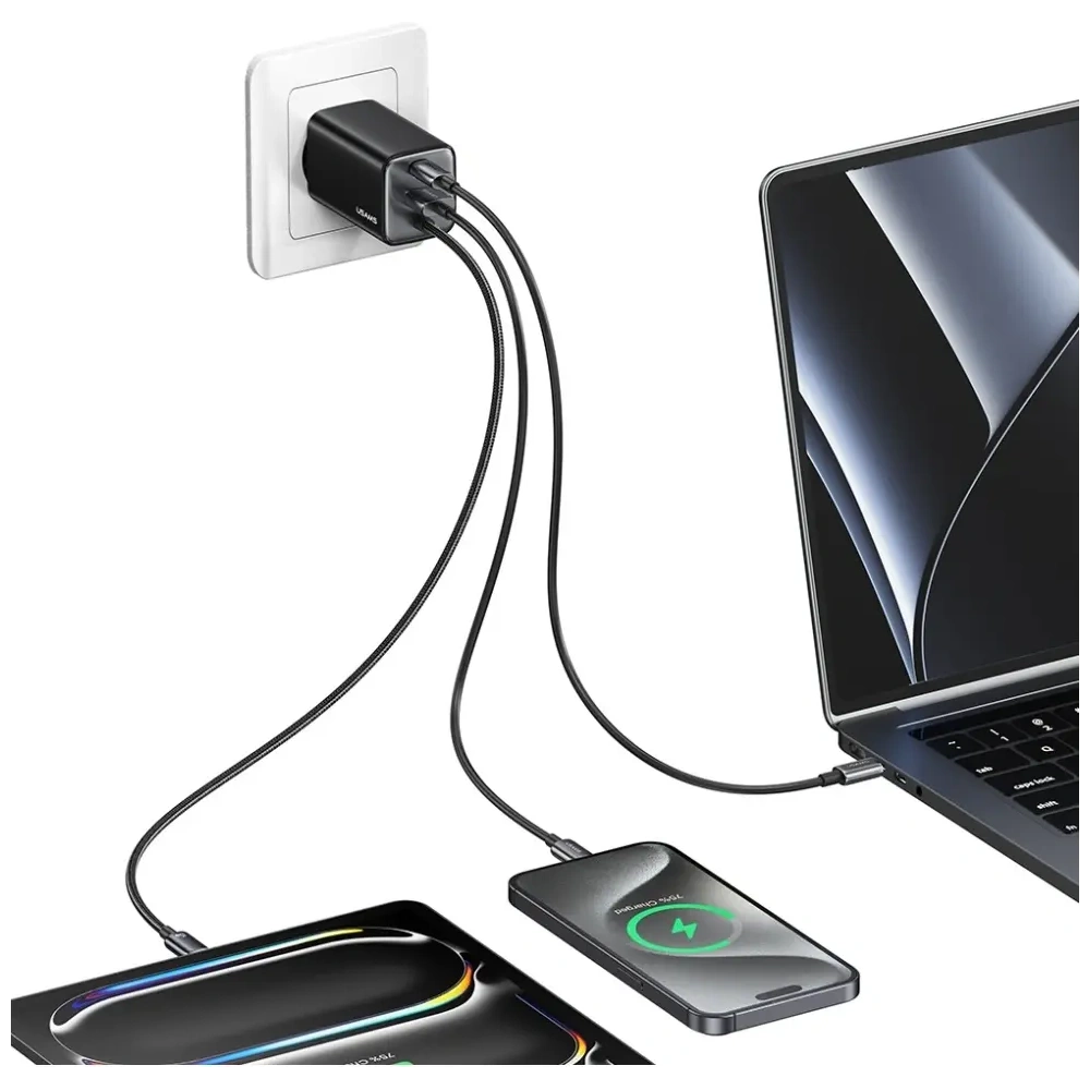 Hurtownia GSM - Încărcător rapid USAMS JC Series CC266 65W GaN USB-A, 2xUSB-C alb - USA1274 - {ean13} - Hurt