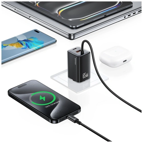 Ładowarka sieciowa USAMS JC Series CC266 65W GaN Fast Charger USB-A, 2xUSB-C biały