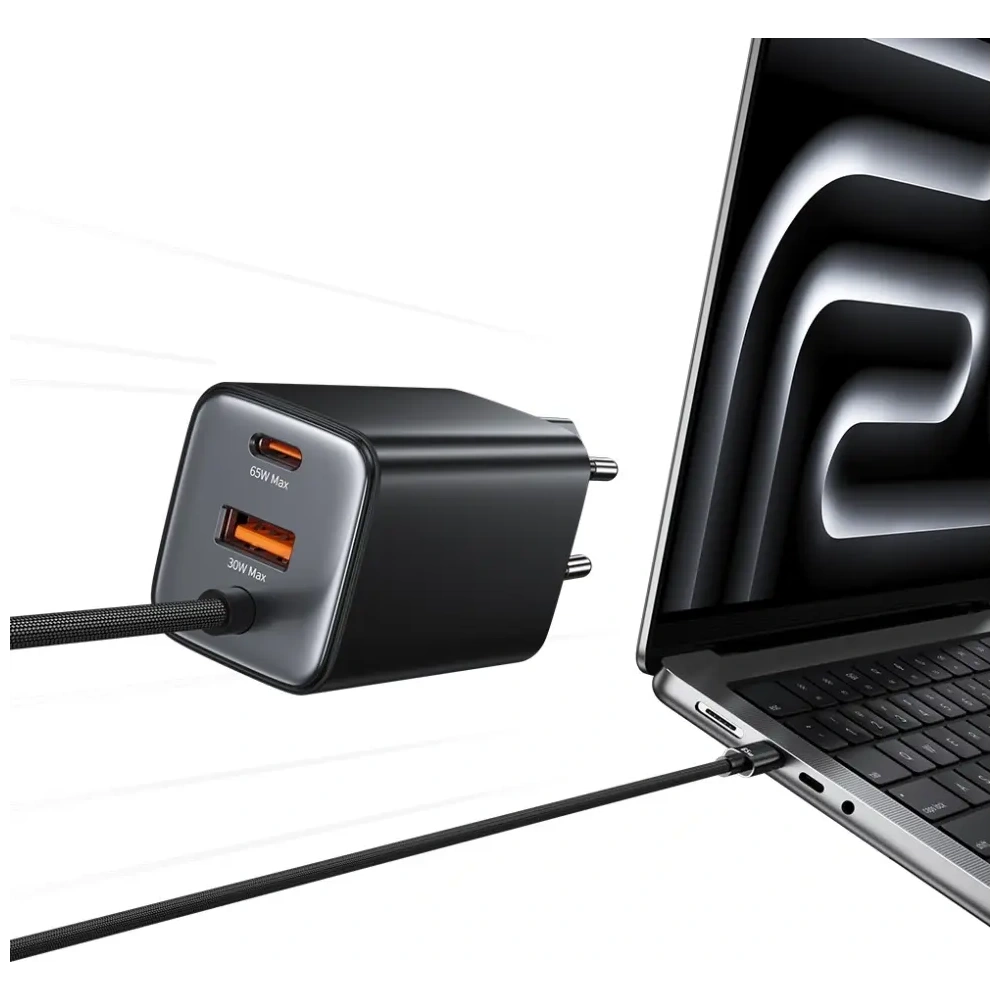 Hurtownia GSM - Încărcător rapid USAMS JC Series CC266 65W GaN USB-A, 2xUSB-C negru - USA1275 - {ean13} - Hurt