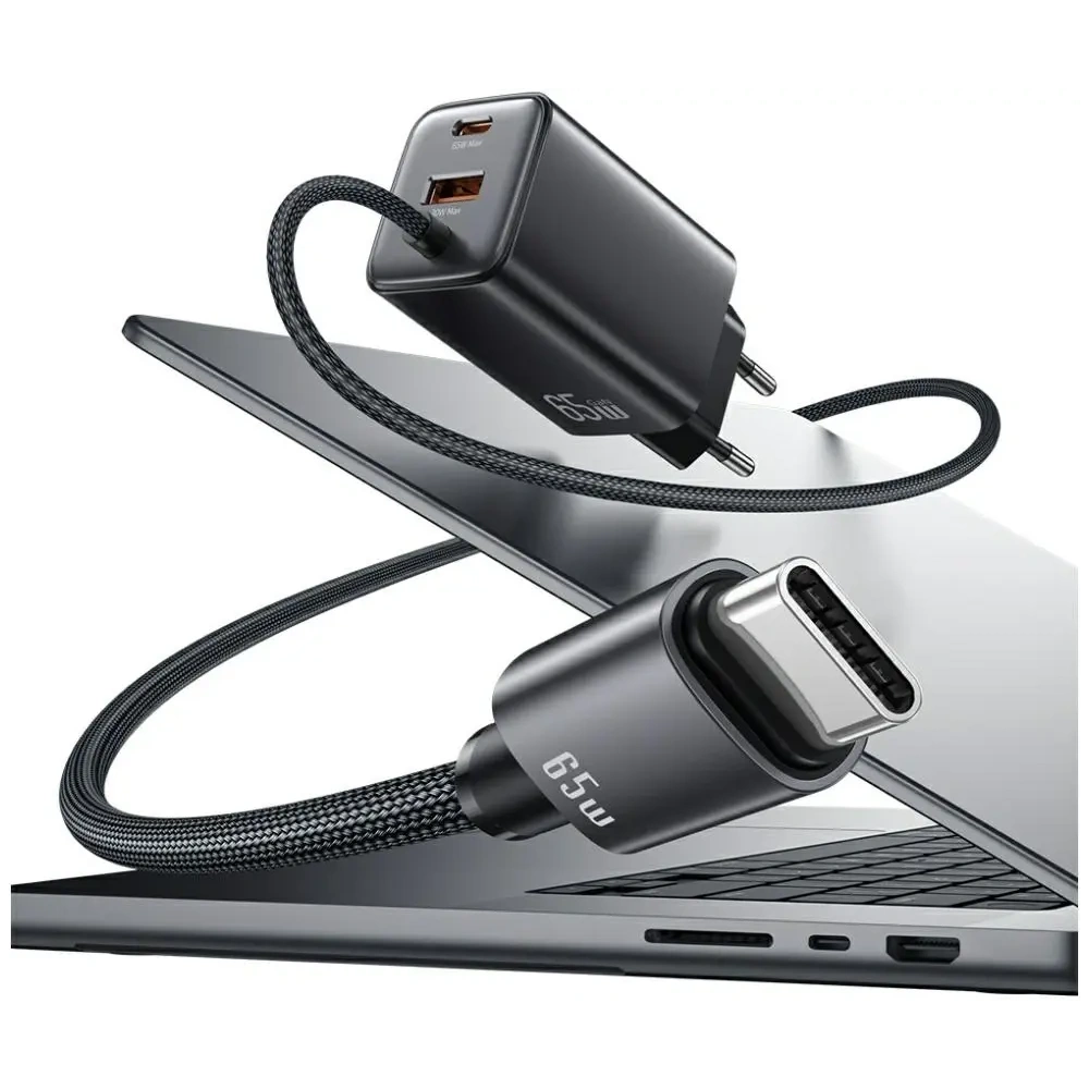 Hurtownia GSM - Încărcător rapid USAMS JC Series CC266 65W GaN USB-A, 2xUSB-C negru - USA1275 - {ean13} - Hurt