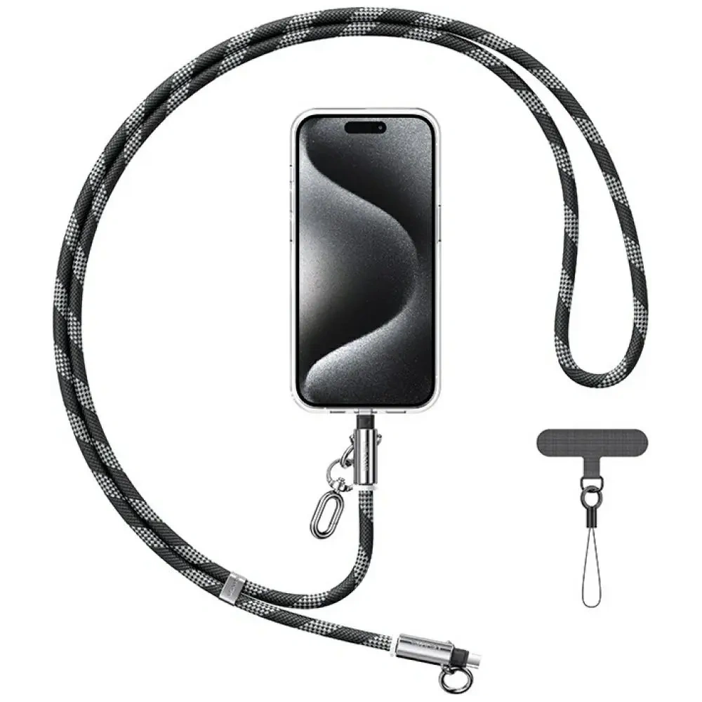 Wholesale USAMS SJ745 Phone lanyard with USB-C / USB-C charging cable 60W 1.2m black - USA1276 - {ean13} - Hurt