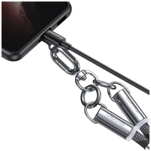 Wholesale USAMS SJ745 Phone lanyard with USB-C / USB-C charging cable 60W 1.2m black - USA1276 - {ean13} - Hurt