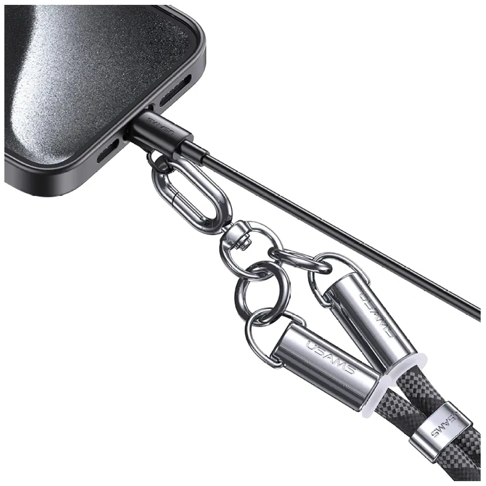Wholesale USAMS SJ746 Phone lanyard with USB-C / Lightning charging cable 30W 1.2m black - USA1281 - {ean13} - Hurt
