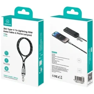 Wholesale USAMS SJ746 Phone lanyard with USB-C / Lightning charging cable 30W 1.2m blue - USA1283 - {ean13} - Hurt