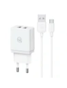Hurtownia GSM - Ładowarka Sieciowa USAMS 2xUSB-A + kabel Micro/USB-A Fast Charging biała HC HCXLTZ02 - USA1286 - {ean13} - Hurt