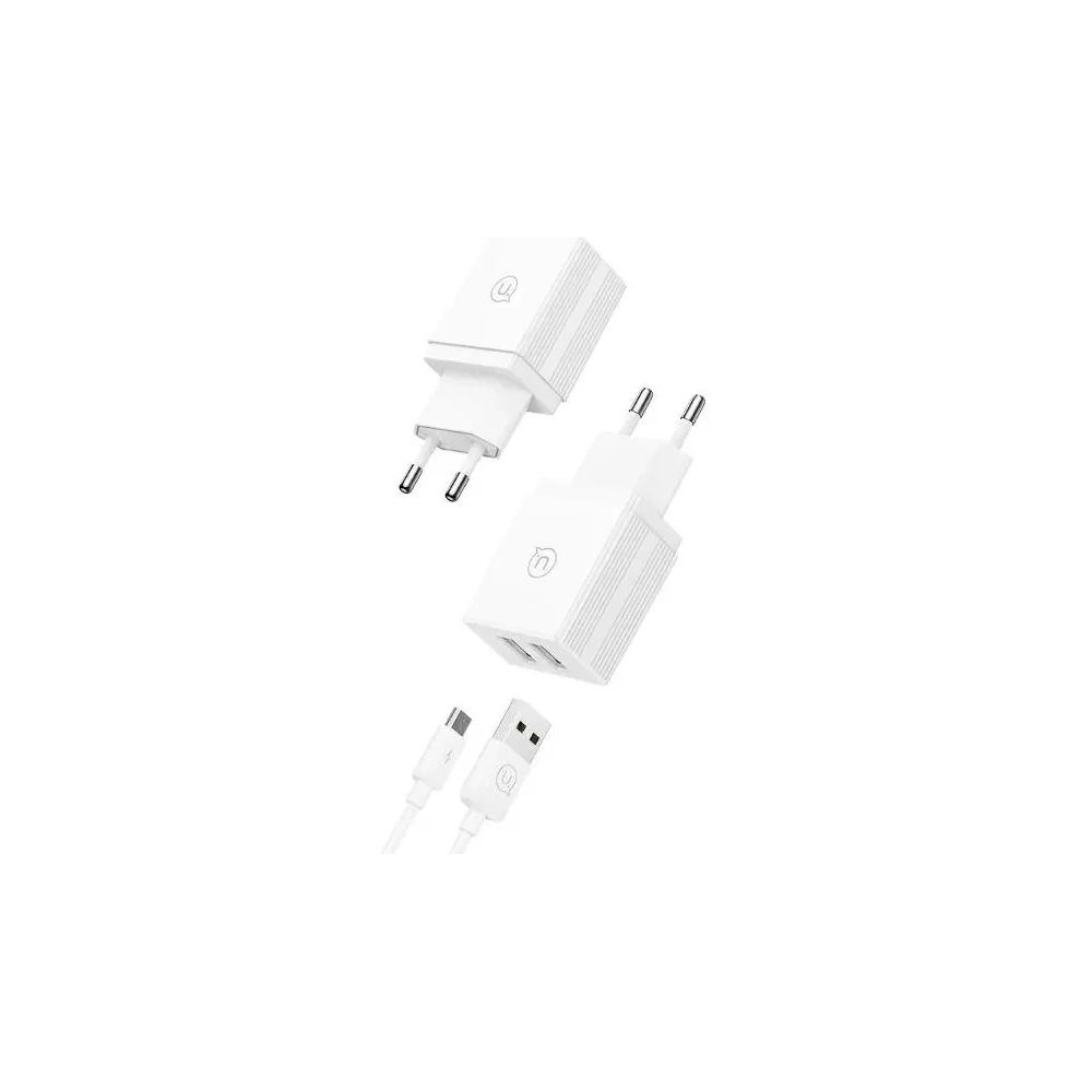 Wholesale USAMS Network Charger 2xUSB-A + Micro/USB-A Fast Charging Cable White/White Series HC HCXLTZ02 - USA1286 - {ean13} - Hurt