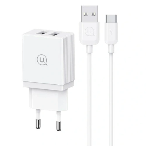 Ładowarka Sieciowa USAMS 2xUSB-A + kabel USB-C/USB-A Fast Charging biała HC HCXLTZ03