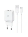 Ładowarka Sieciowa USAMS 2xUSB-A + kabel USB-C/USB-A Fast Charging biała HC HCXLTZ03