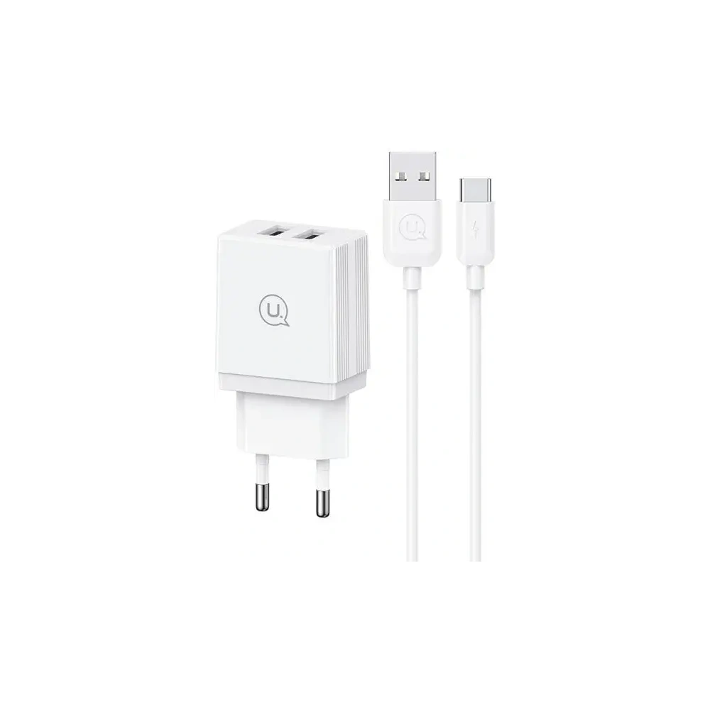 Hurtownia GSM - Ładowarka Sieciowa USAMS 2xUSB-A + kabel USB-C/USB-A Fast Charging biała HC HCXLTZ03 - USA1287 - {ean13} - Hurt