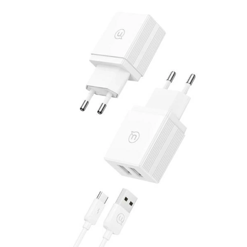 Ładowarka Sieciowa USAMS 2xUSB-A + kabel USB-C/USB-A Fast Charging biała HC HCXLTZ03