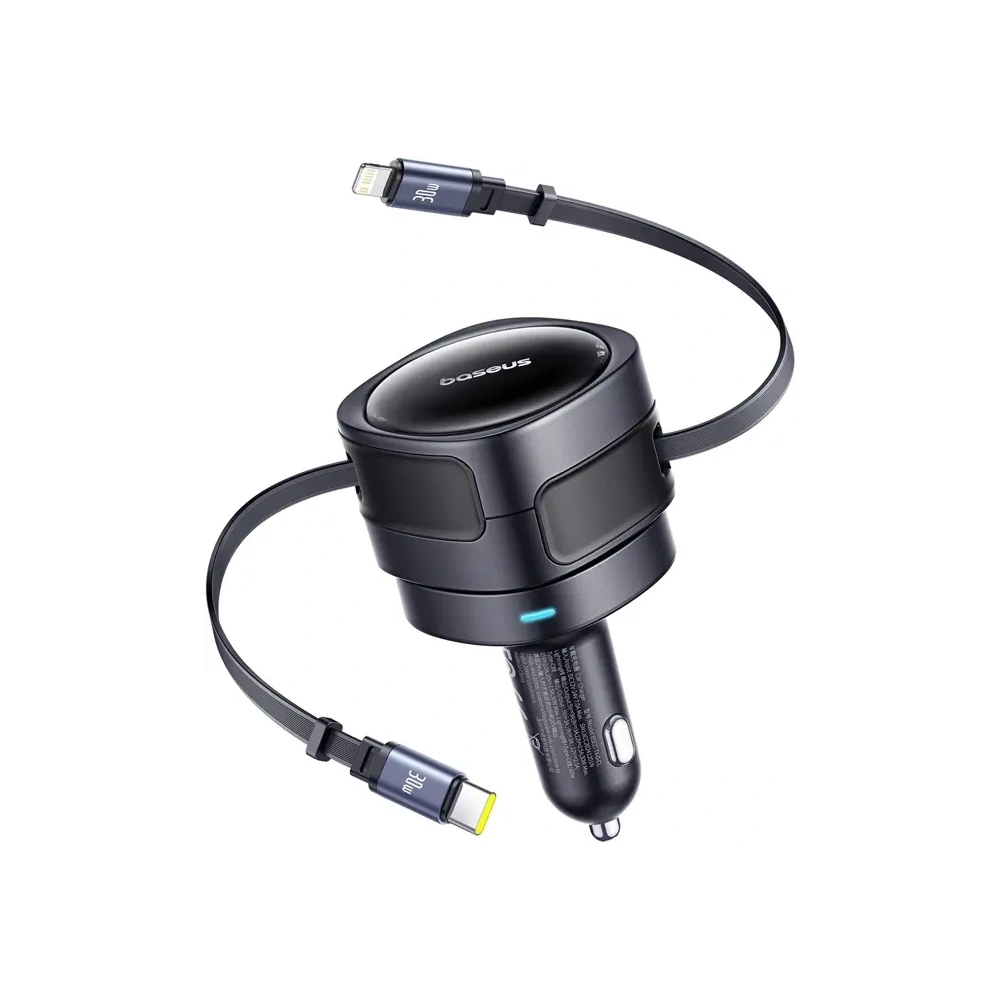 Wholesale Baseus Enjoyment Max Car Charger with USB-C, Lightning Cables 60W Black - BSU8968 - {ean13} - Hurt
