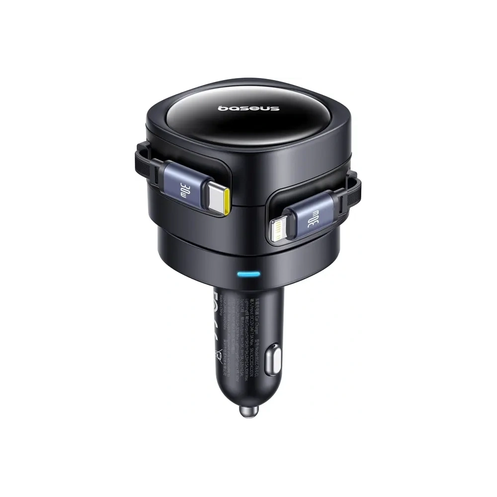 Wholesale Baseus Enjoyment Max Car Charger with USB-C, Lightning Cables 60W Black - BSU8968 - {ean13} - Hurt