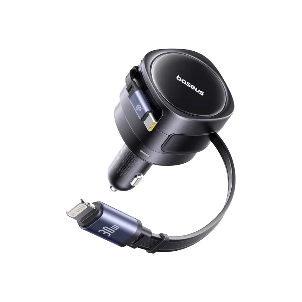Wholesale Baseus Enjoyment Max Car Charger with USB-C, Lightning Cables 60W Black - BSU8968 - {ean13} - Hurt