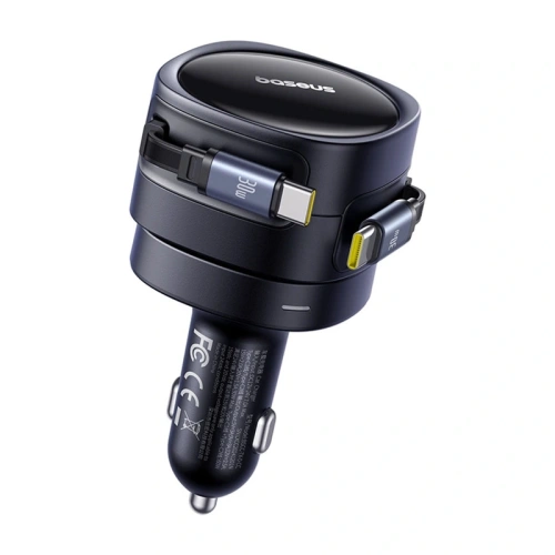 Ładowarka samochodowa Baseus Enjoyment Max z kablami 2xUSB-C 60W Czarny