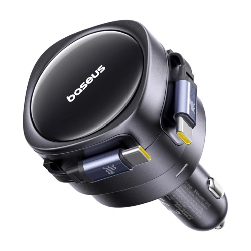 Ładowarka samochodowa Baseus Enjoyment Max z kablami 2xUSB-C 60W Czarny