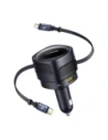 Baseus Enjoyment Max Car Charger USB-A, USB-C with USB-C, Lightning Cables 90W Black