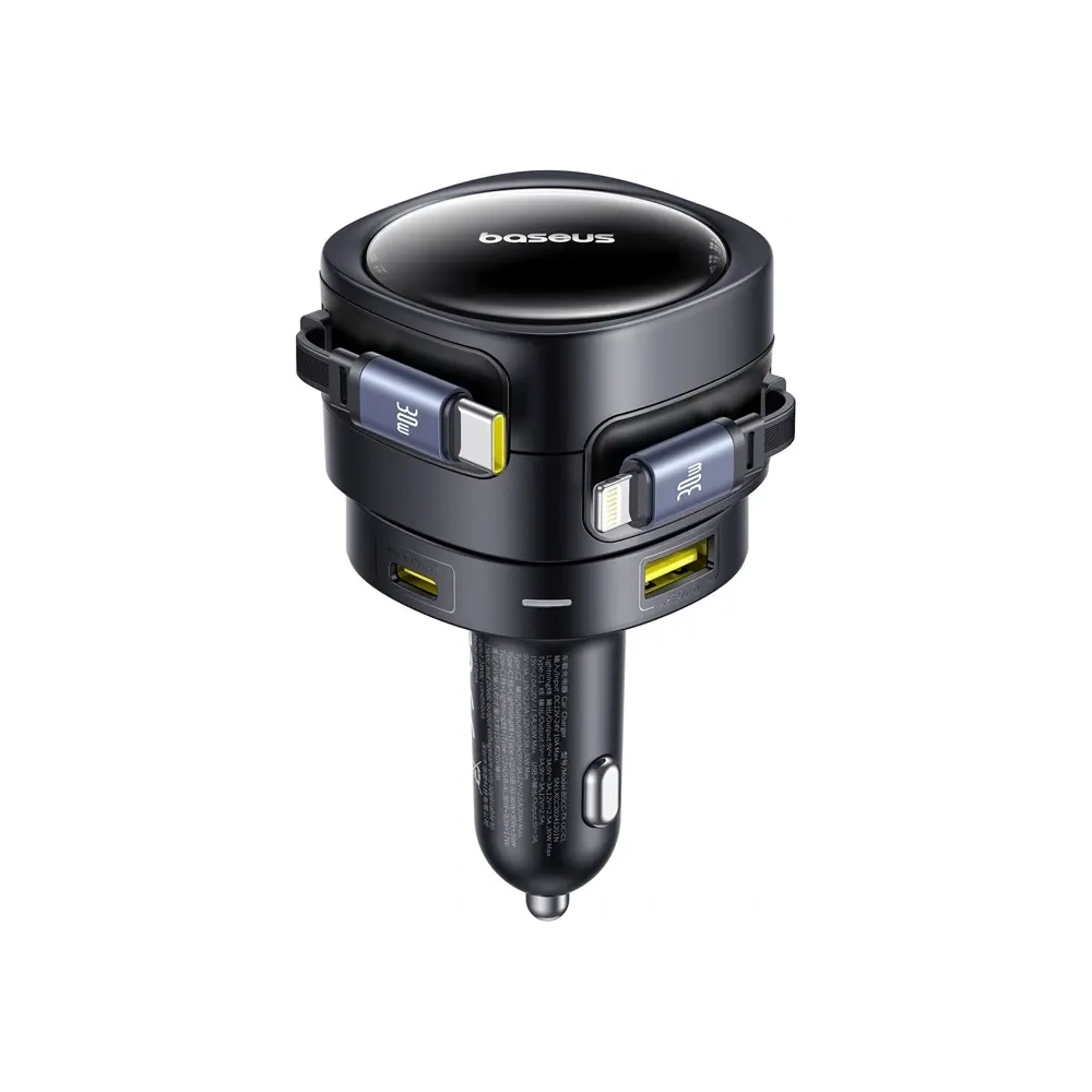 Hurtownia GSM - Încărcător auto Baseus Enjoyment Max USB-A, USB-C cu cabluri USB-C, Lightning 90W Negru - BSU8970 - {ean13} - Hurt