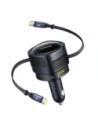 Baseus Enjoyment Max Autós Töltő USB-A, USB-C 2xUSB-C Kábellel 90W Fekete