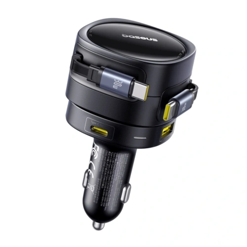 Ładowarka samochodowa Baseus Enjoyment Max USB-A, USB-C z kablami 2xUSB-C 90W Czarny