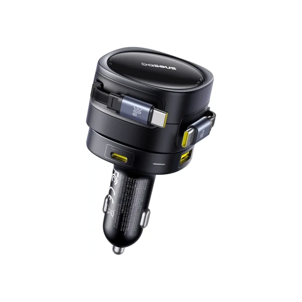 Wholesale Baseus Enjoyment Max Car Charger USB-A, USB-C with 2xUSB-C Cables 90W Black - BSU8971 - {ean13} - Hurt