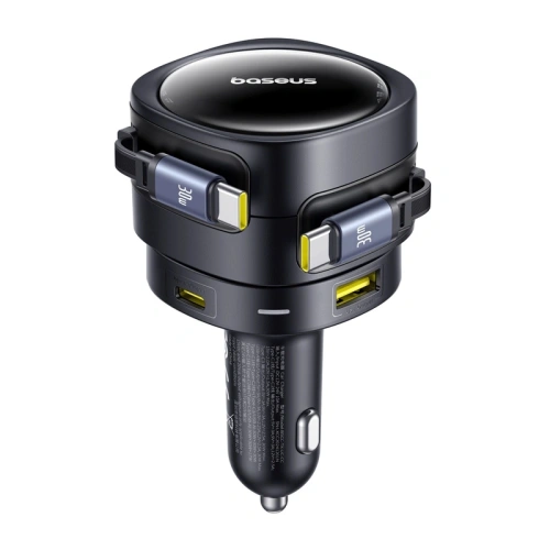 Ładowarka samochodowa Baseus Enjoyment Max USB-A, USB-C z kablami 2xUSB-C 90W Czarny