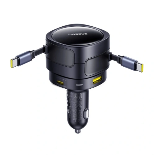 Ładowarka samochodowa Baseus Enjoyment Max USB-A, USB-C z kablami 2xUSB-C 90W Czarny