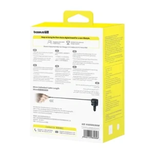 Hurtownia GSM - Baseus Enjoyment Max Autós Töltő USB-A, USB-C 2xUSB-C Kábellel 90W Fekete - BSU8971 - {ean13} - Hurt