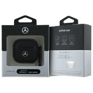 Hurtownia GSM - Mercedes MEA4CSLBK Apple AirPods 4 Leder Metall Logo Hülle schwarz - MRS319 - {ean13} - Hurt