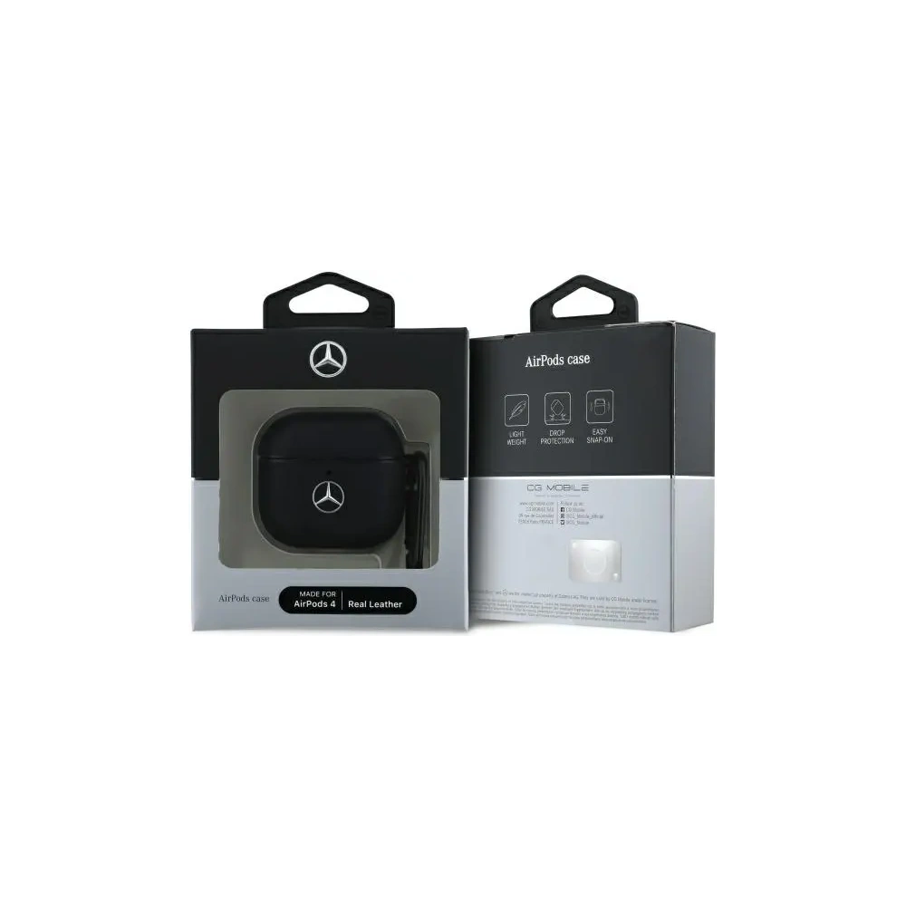 Hurtownia GSM - Mercedes MEA4CSLBK Apple AirPods 4 bőr fém logóval borító fekete - MRS319 - {ean13} - Hurt