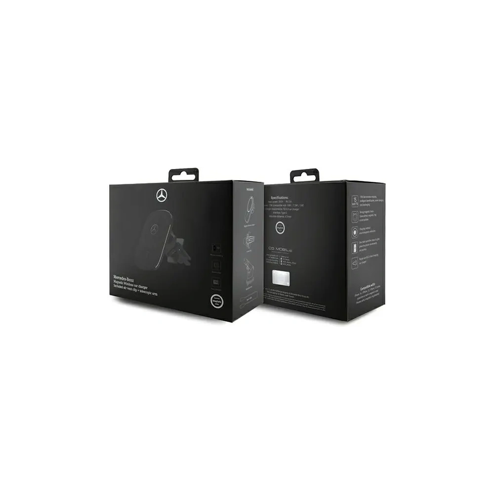 Hurtownia GSM - Uchwyt samochodowy do kartki / na szybę z ładowarką bezprzewodową Mercedes MEWCCGSLK 15W Silver Stars MagSafe czarny - MRS334 - {ean13} - Hurt
