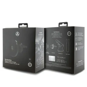 Hurtownia GSM - Uchwyt samochodowy do kartki / na szybę z ładowarką bezprzewodową Mercedes MEMWCCK 15W Silver Stars MagSafe czarny - MRS335 - {ean13} - Hurt