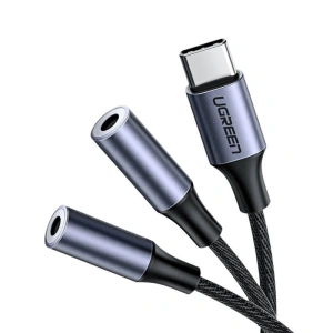 Audio AUX splitter UGREEN kabel USB-C, 25cm (stříbrný)