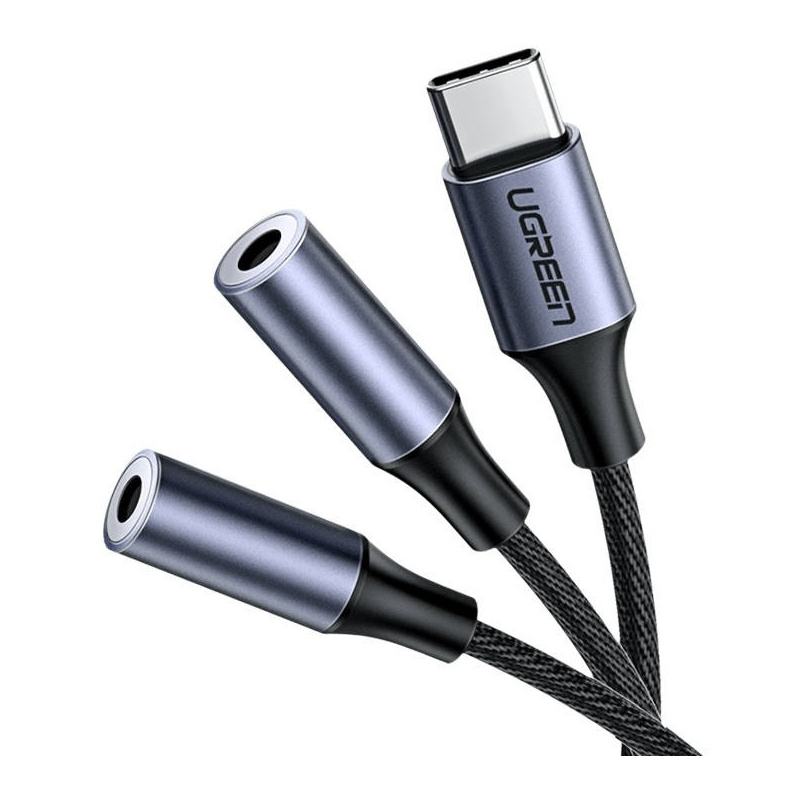 Ugreen Distributor - 6957303837328 - UGR321SLV - UGREEN AUX Audio splitter with USB-C cable, 25cm (silver) - B2B homescreen