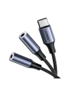 Rozdzielacz audio AUX UGREEN kabel USB-C, 25cm (srebrny)
