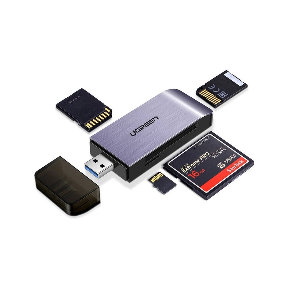 Hurtownia GSM - Adapter USB 4 w 1 UGREEN czytnik kart SD + microSD (srebrny) - UGR324SLV - {ean13} - Hurt